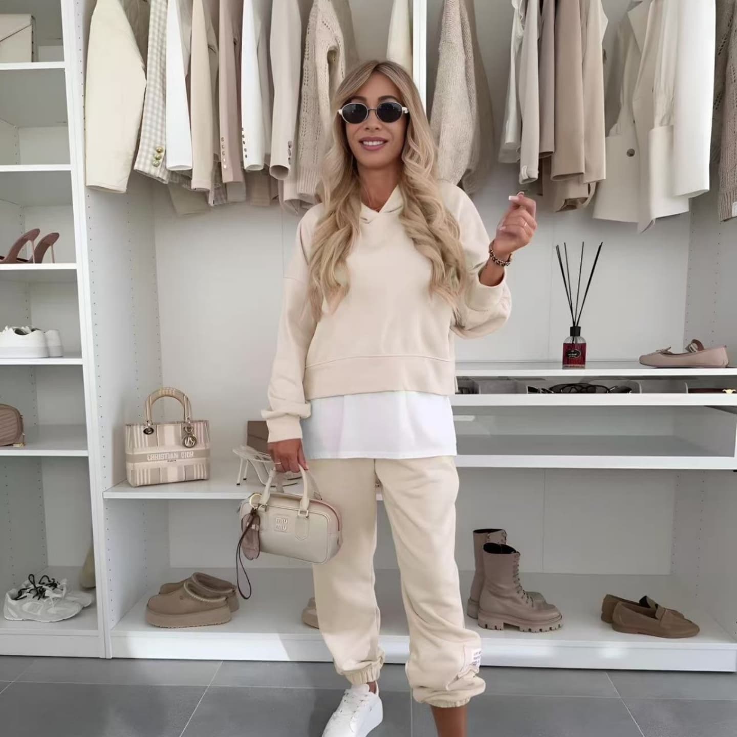 Casual sweatshirtpak met capuchon en patchwork voor dames