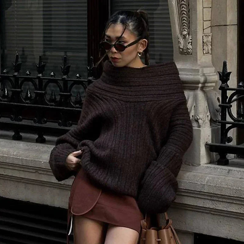 Sovolo™ |  Oversized Off-Shoulder Sweater