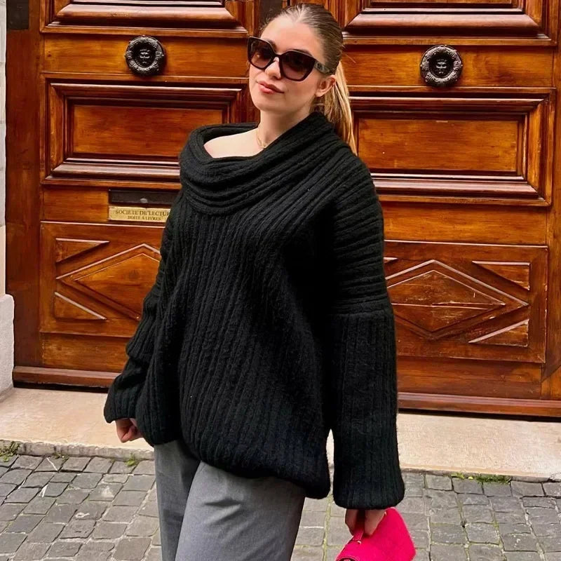 Sovolo™ |  Oversized Off-Shoulder Sweater