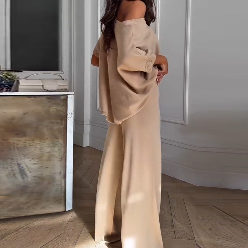 Dames Casual One-Shoulder Top & Broek Set