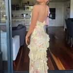 Fiorella – Floral Ruffle Backless Maxi Dress