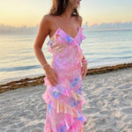 Fiorella – Floral Ruffle Backless Maxi Dress