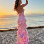 Fiorella – Floral Ruffle Backless Maxi Dress