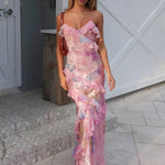 Fiorella – Floral Ruffle Backless Maxi Dress