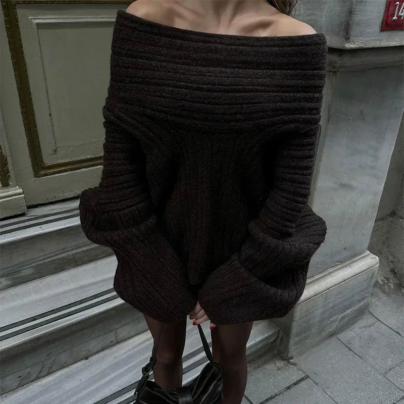 Sovolo™ |  Oversized Off-Shoulder Sweater