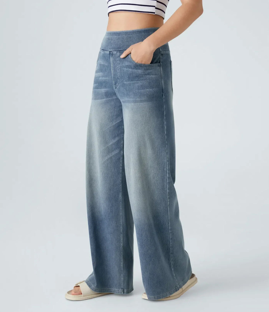 Sovolo™ | Elastische broek met hoge taille