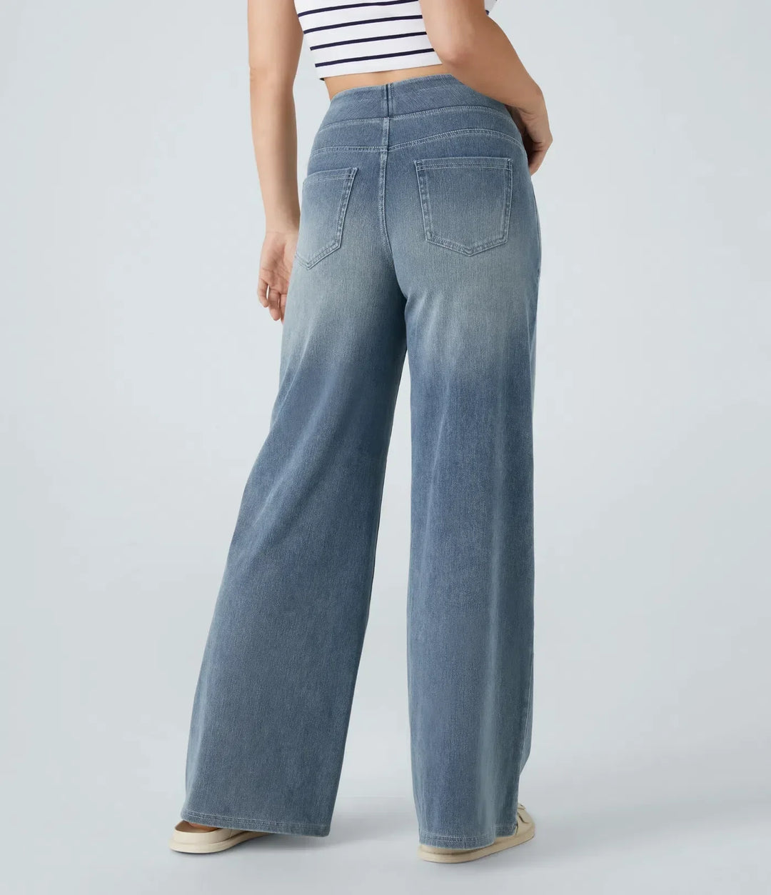 Sovolo™ | Elastische broek met hoge taille