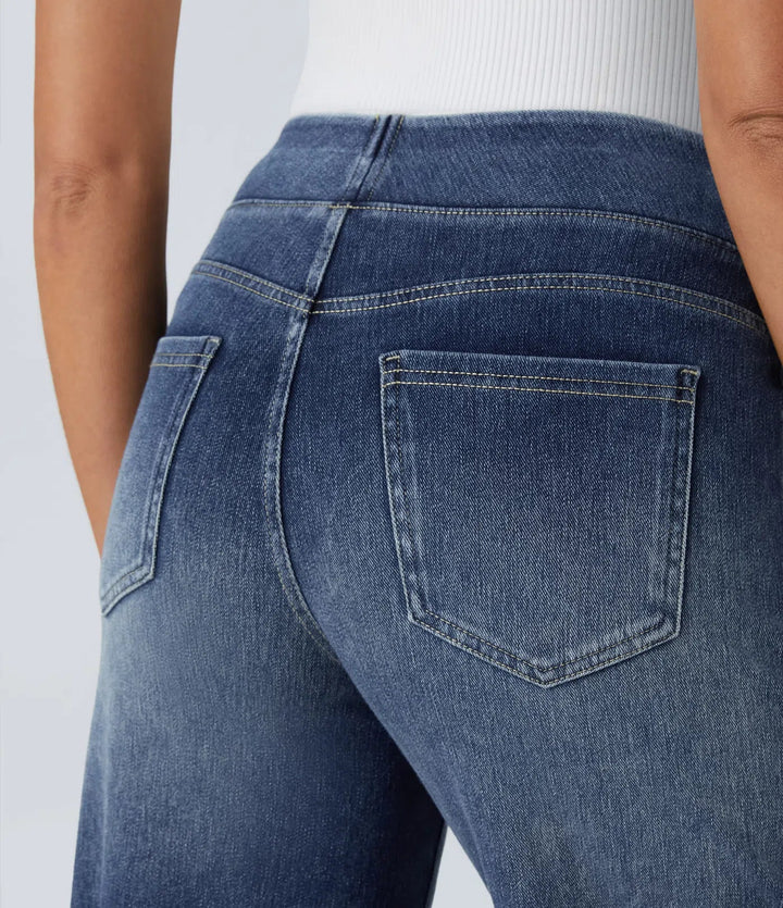 Sovolo™ | Elastische broek met hoge taille