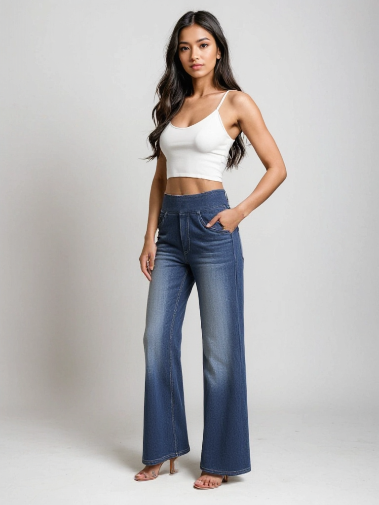 Sovolo™ | Elastische broek met hoge taille