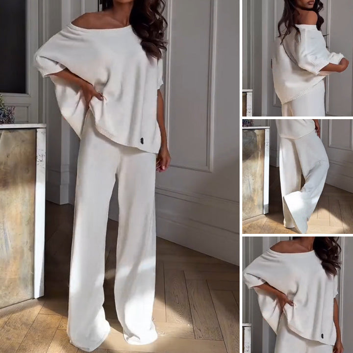 Dames Casual One-Shoulder Top & Broek Set
